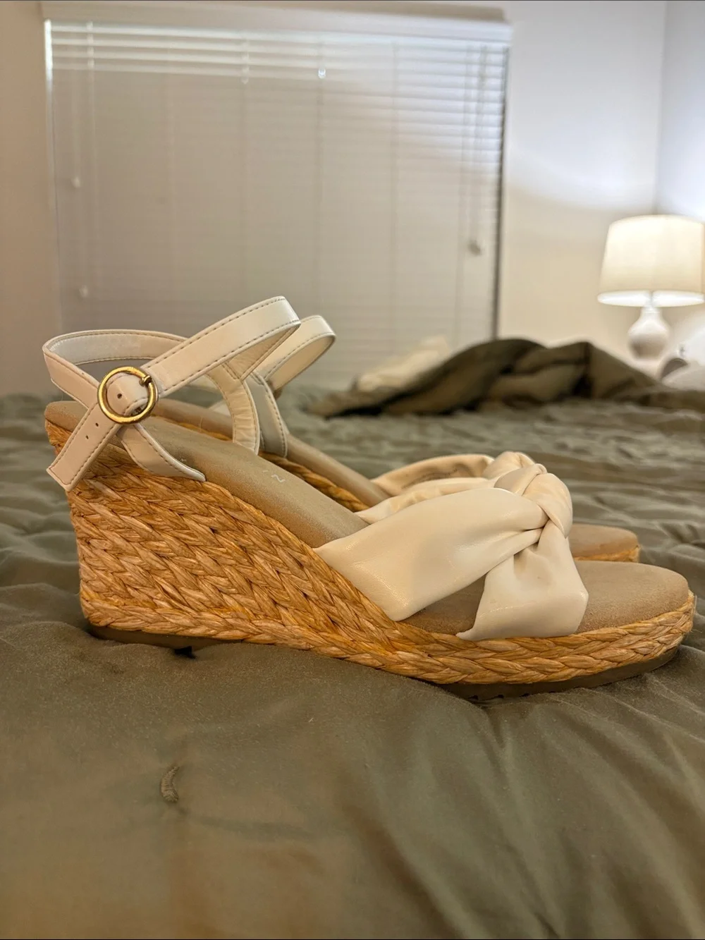 Anne Klein White Knot Espadrille Wedge Sandals - Women